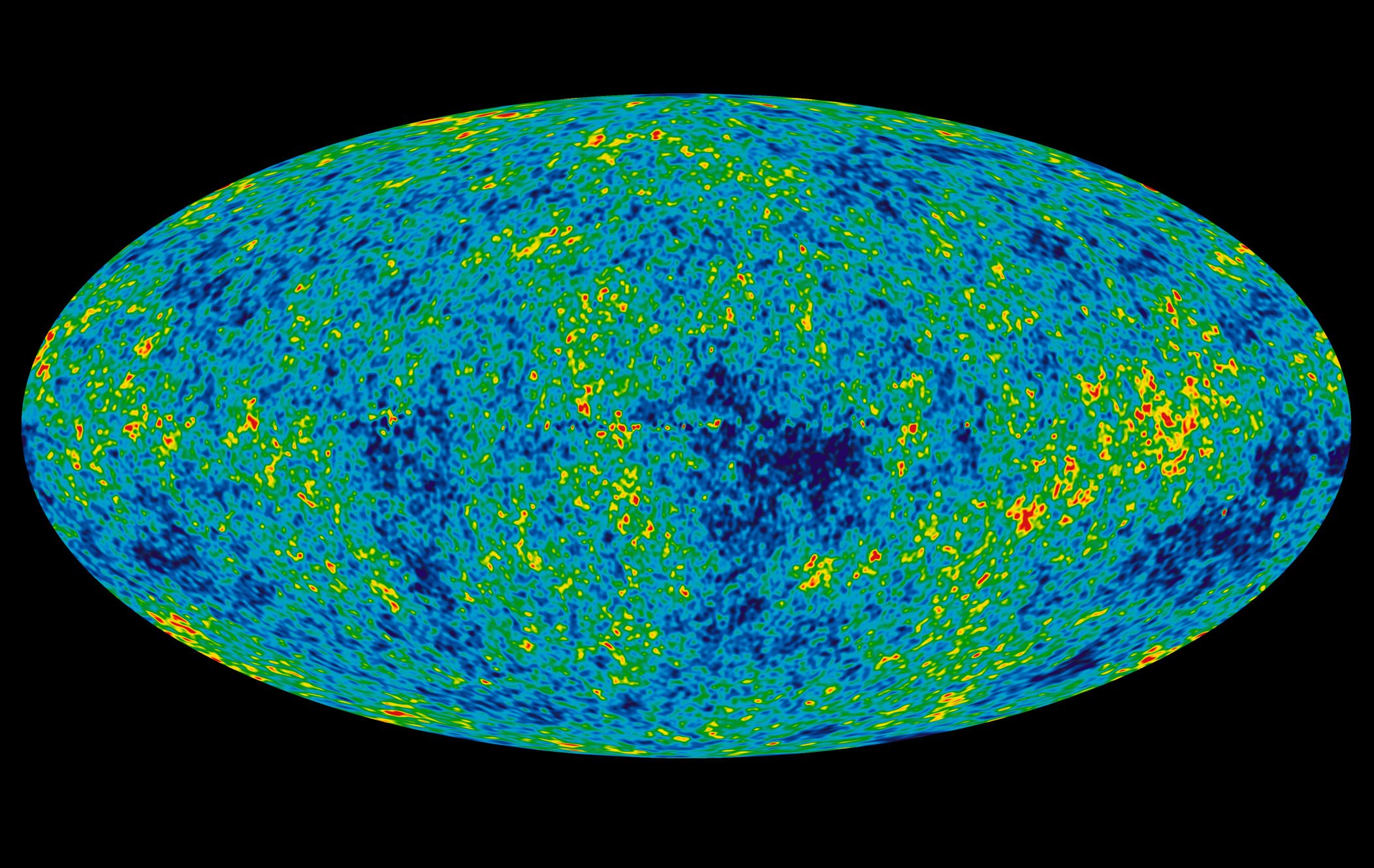 WMAP'in göndermiş olduğu Kozmik Arka plan Işıması resmi.